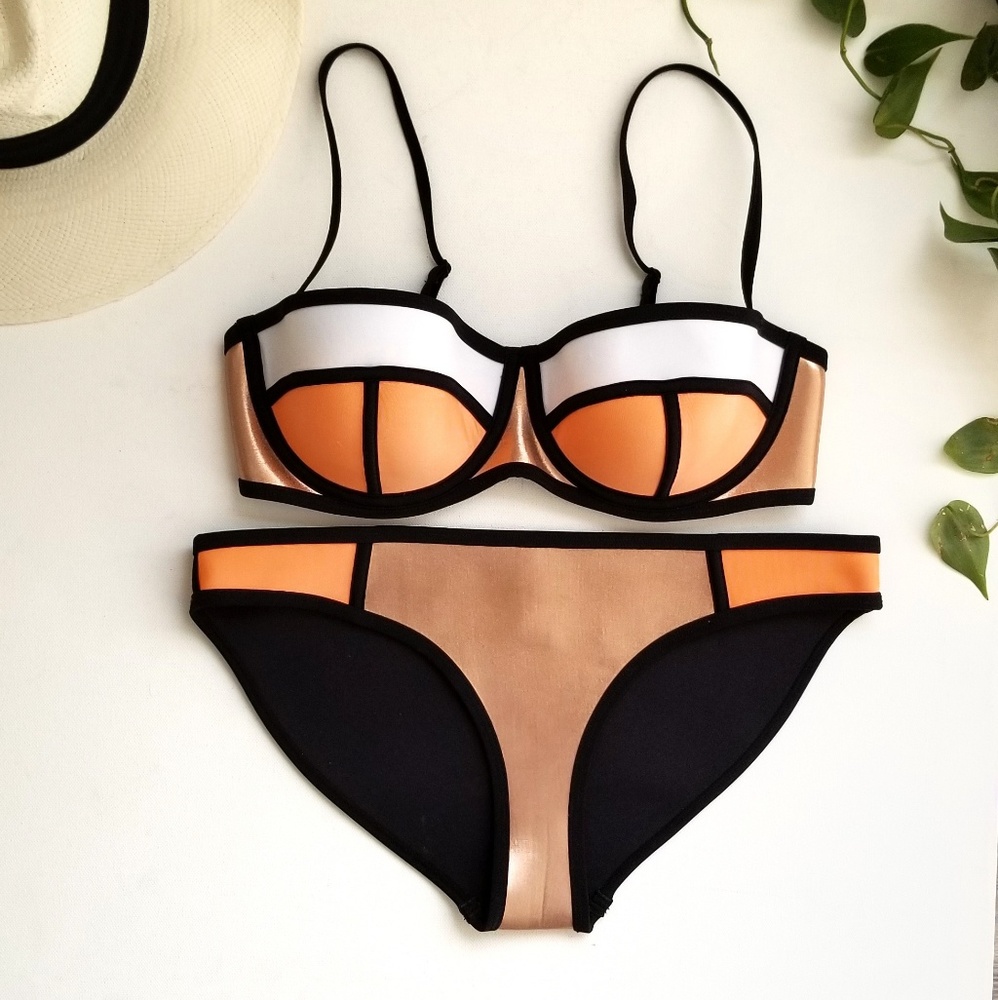 Triangl | Orange Metallic Wired Neoprene Bikini